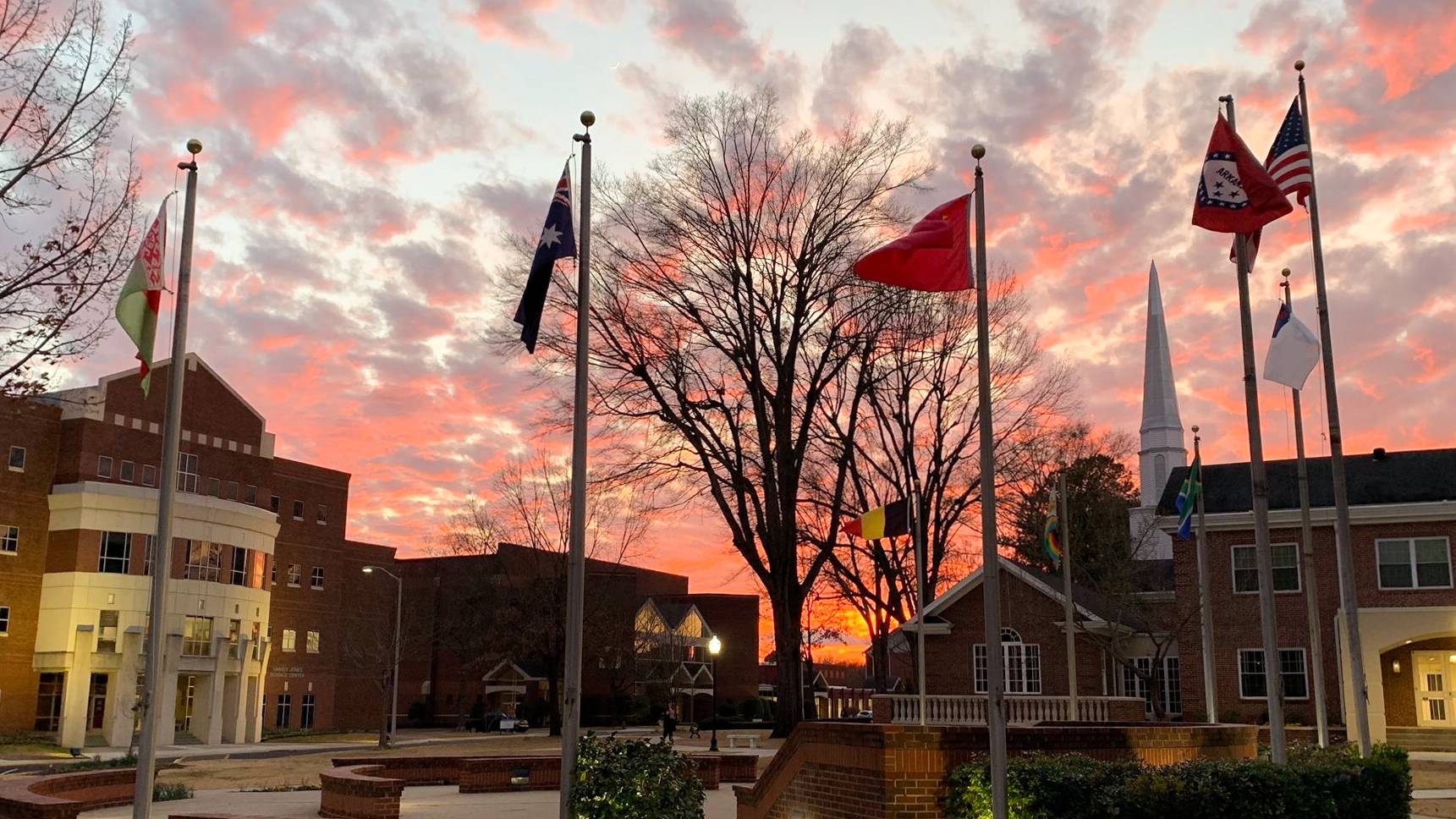 Flag plaza sunset