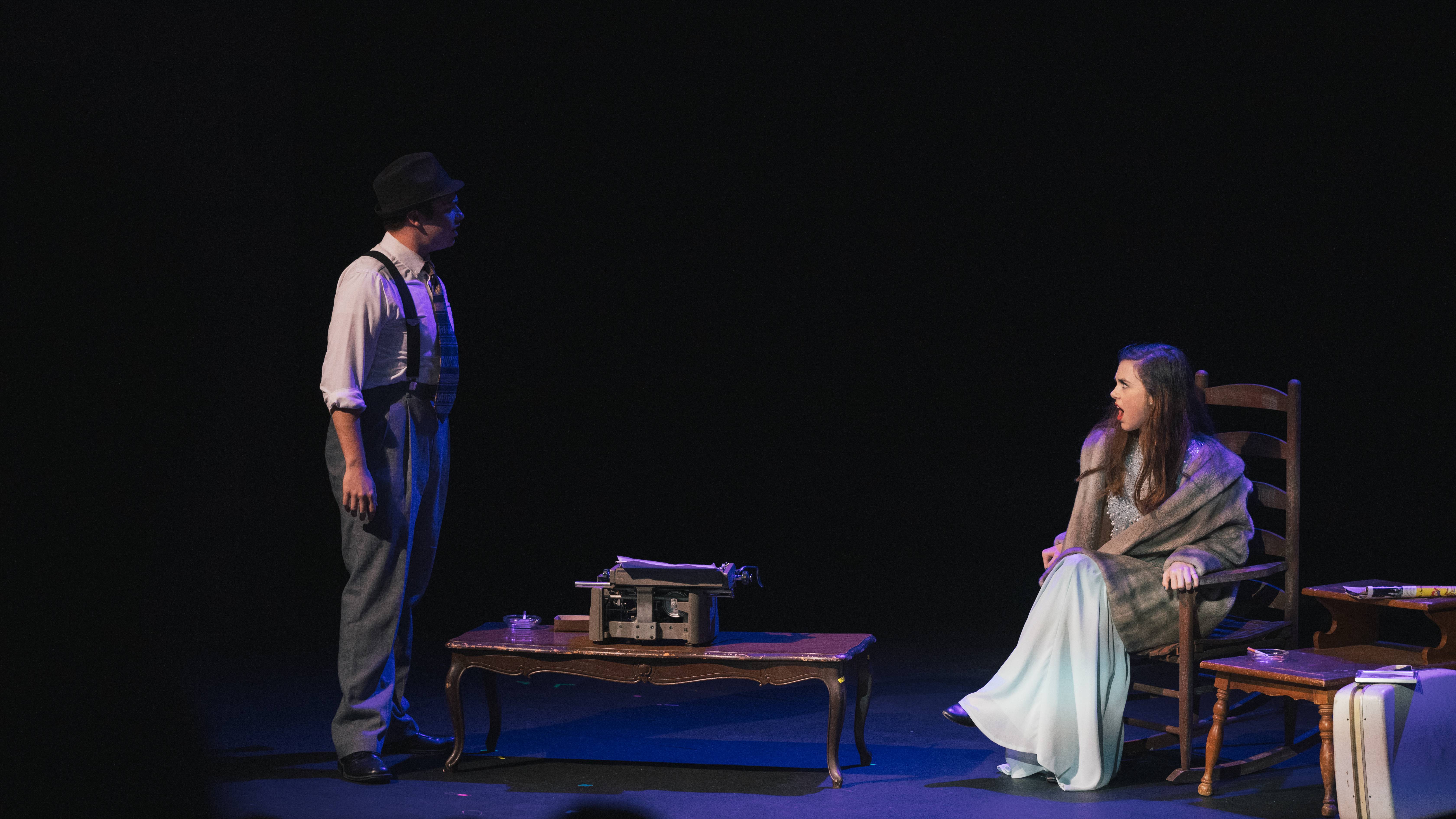 Students rehearse a scene for the student-directed One-Act Play Festival 