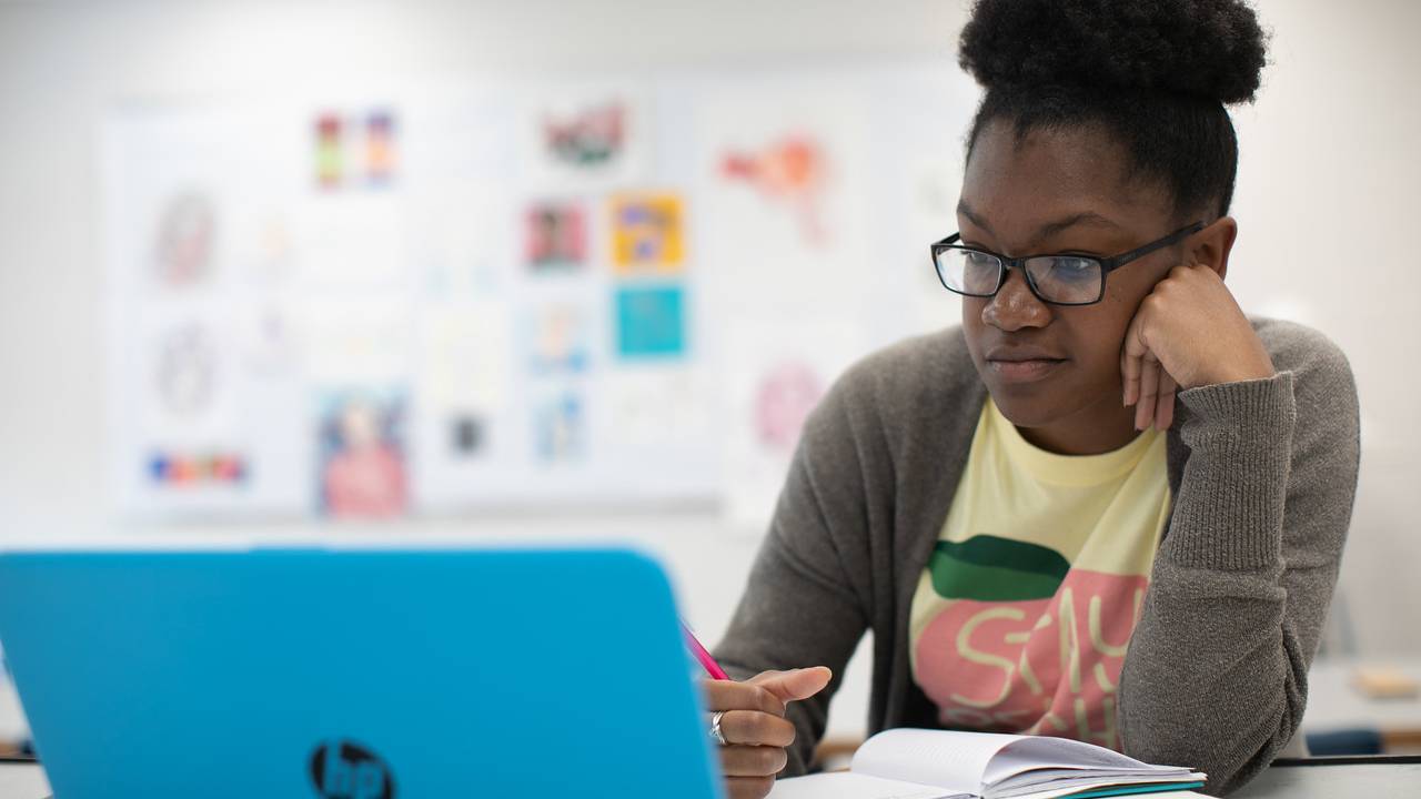 Student studying at her computer